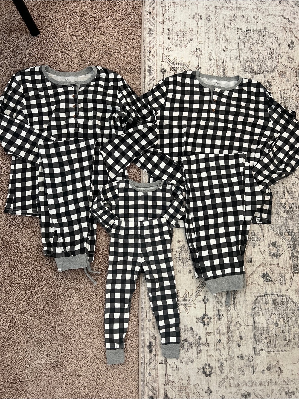 Black and White Buffalo Check Pajama Matching Sets - Classic Plaid
